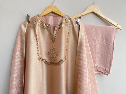 Self shimmer jiraffe silk unstitched ladies suit Rc18484