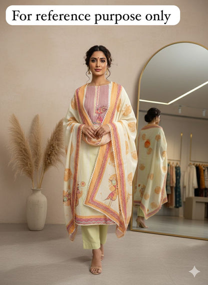 Linen printed unstitched ladies suit Rc18469