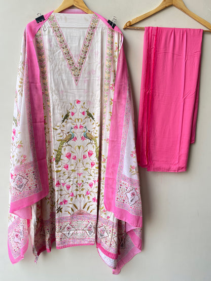 Premium Cotton Printed Unstitched 3pcs Designer Suit Set