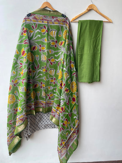 Mul chanderi printed unstitched ladies suit Rc18996