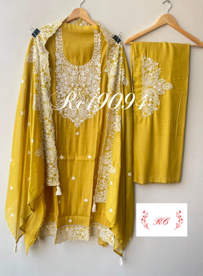 Mul chanderi unstitched ladies suit Rc19094