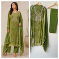 Premium Bandani Printed Organza Unstitched 3 Pcs Designer Suit Set