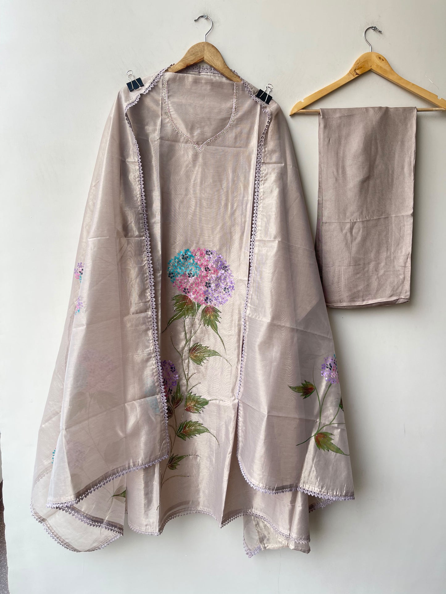 Shimmer Silk Brush Painted Elegant Unstitched Suit Set