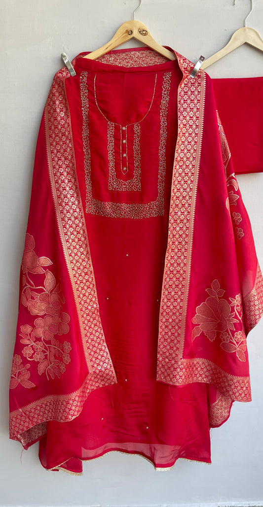 Silk organza unstitched ladies suit Rc17883 (b)