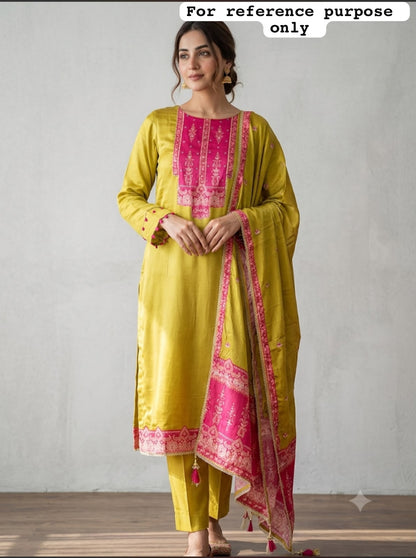 Gajji silk printed unstitched ladies suit Rc19210