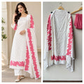 Mul Chanderi Cotton Resham Embroidered Unstitched Suit Set