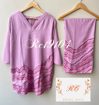 Soft linen cotton stitched ladies coord set Rc19104