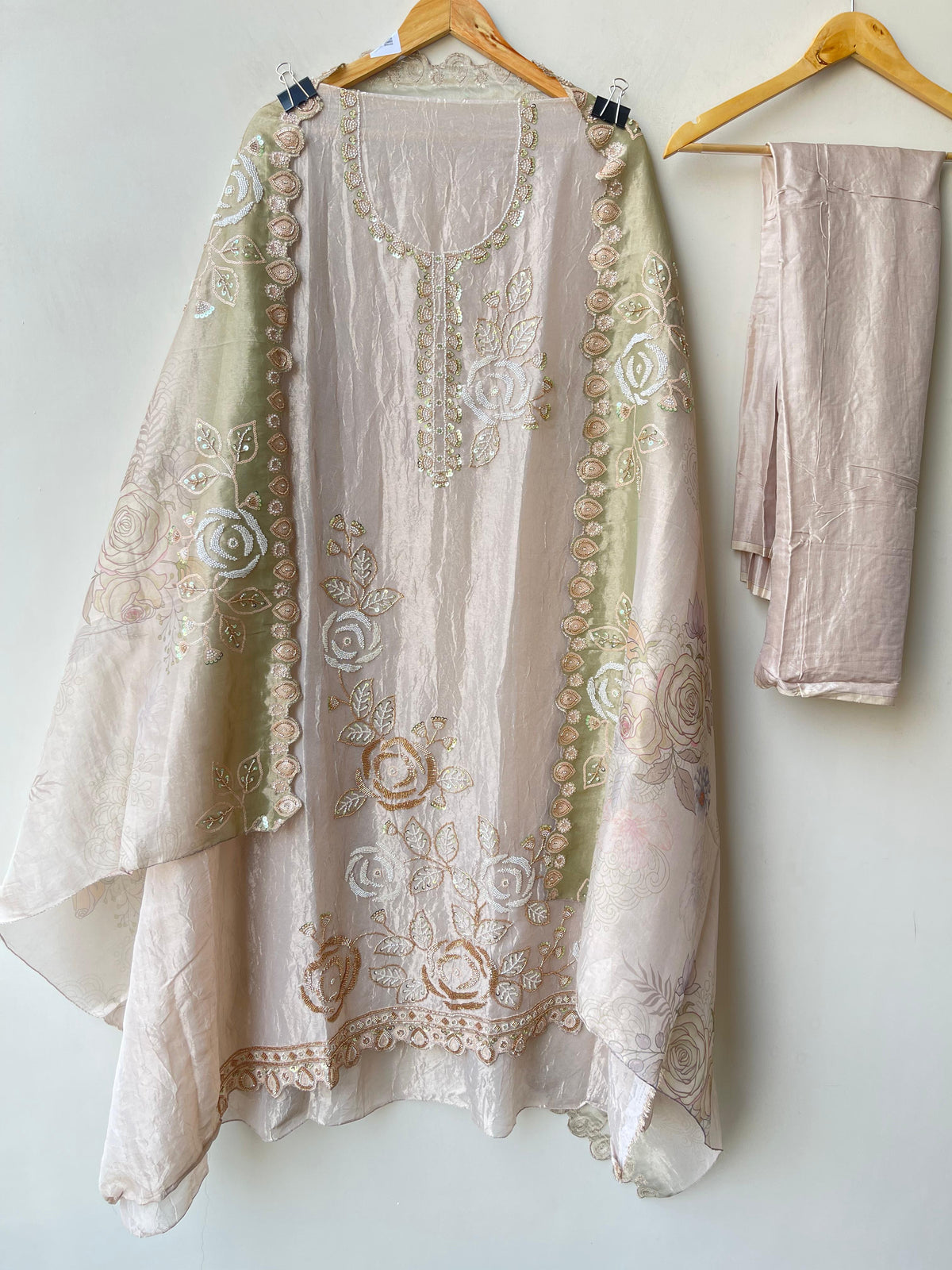 Pure crushed shimmer tissue unstitched ladies suit