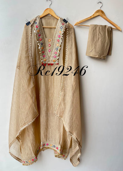 Crushed shimmer tissue ladies unstitched suit Rc19246