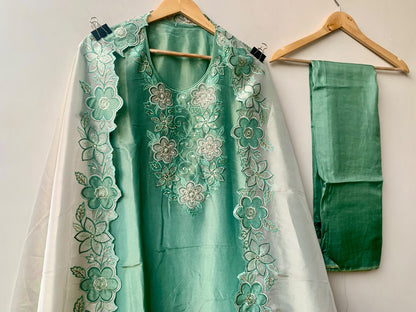 Shimmer Silk Organza Luxury Ensemble Unstitched Suit Set