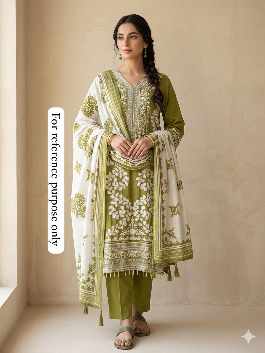 Muslin printed unstitched salwar suit with pearl and sequin resham embroidery – RoyalChicByPriti