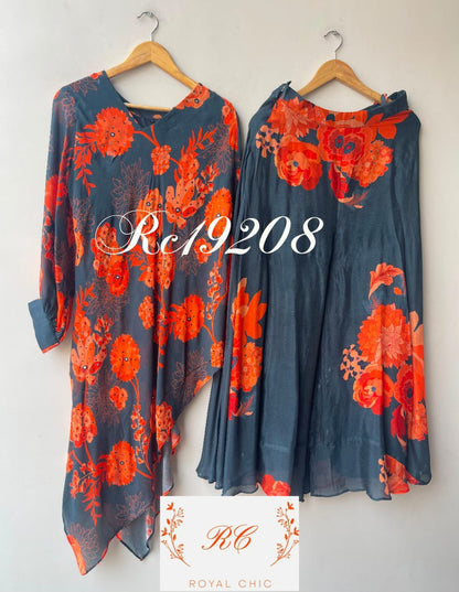 Georgette printed stitched ladies coord set Rc19208