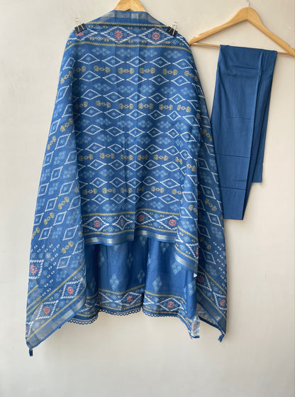 Elegant Mul Chanderi Maheshwari Printed Suit Set
