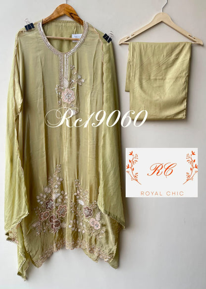 Crepe satin unstitched ladies suit Rc19060 (b)