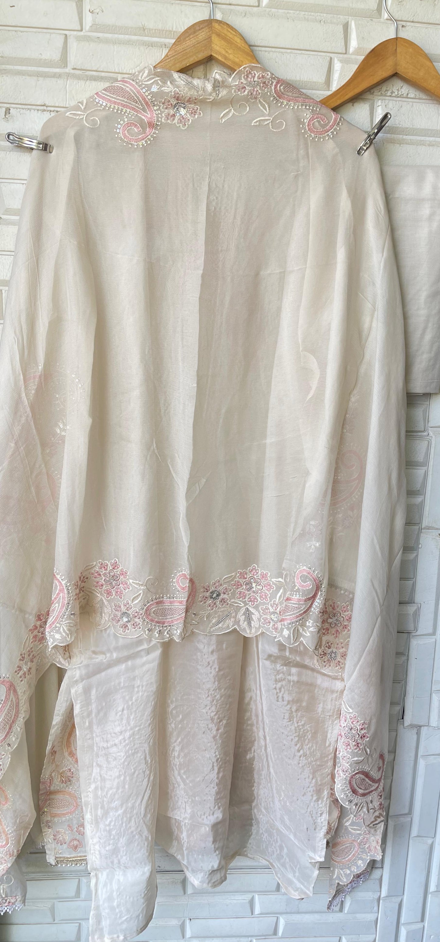 Glass organza unstitched salwar suit with kutdana pearl embroidery and cutwork – RoyalChicByPriti
