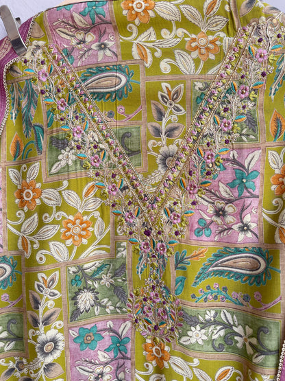 Banarasi muslin silk unstitched ladies suit Rc17963