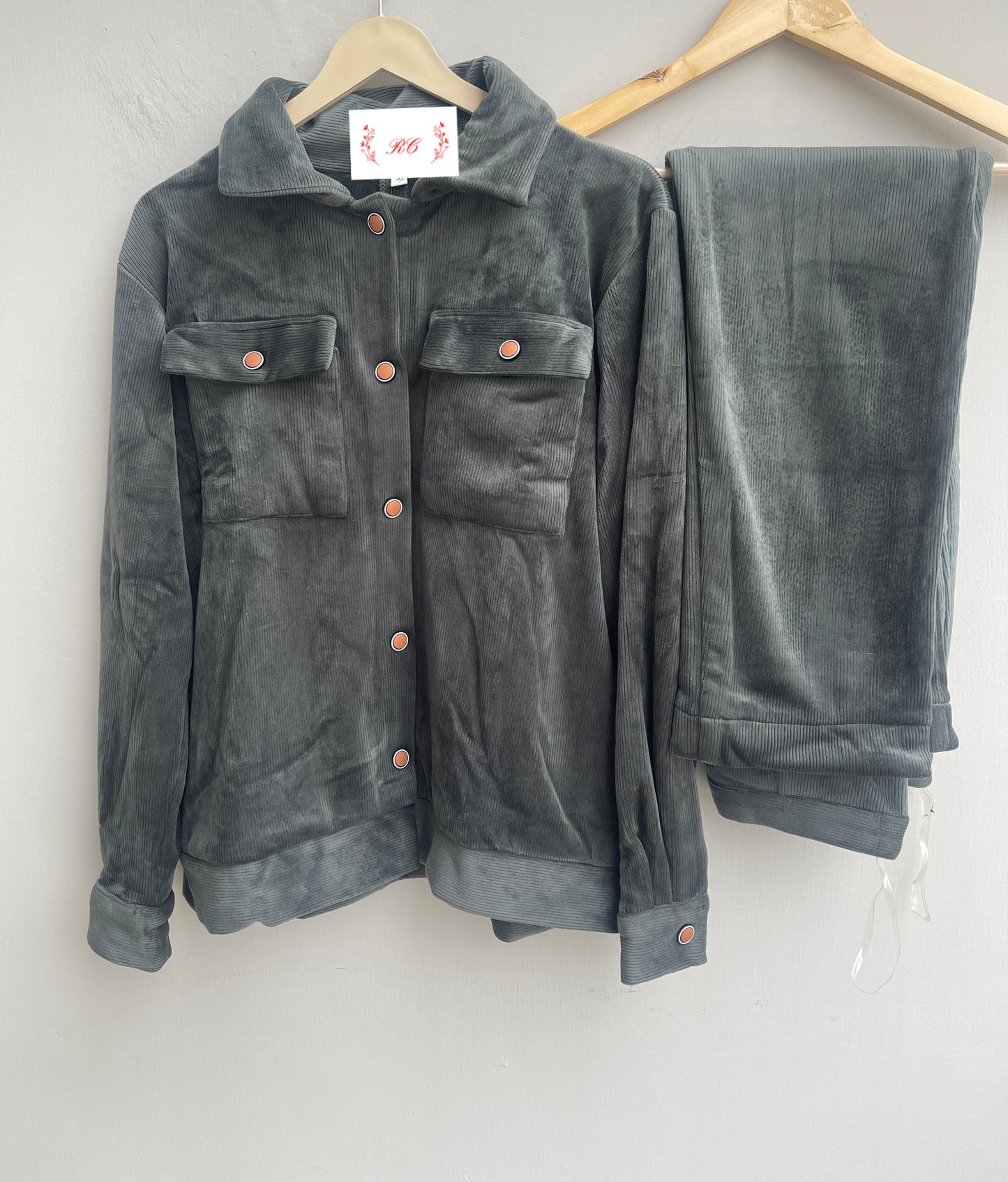 Velvet coudroy readymade winter ladies coord set Rc18149