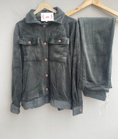 Velvet coudroy readymade winter ladies coord set Rc18149