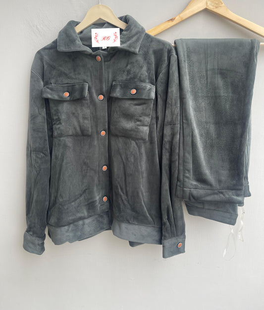 Velvet coudroy readymade winter ladies coord set Rc18149