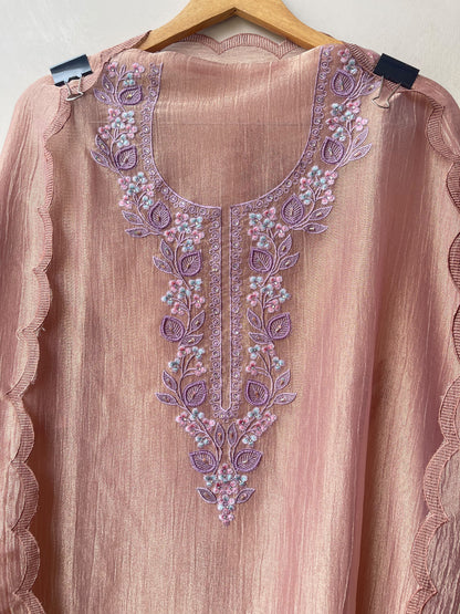 Exquisite Shimmer Crushed Tissue Unstitched 3Pcs Designer Suit Set