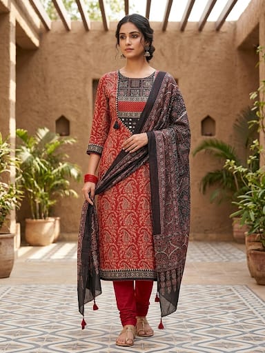 Gajji silk printed unstitched ladies suit Rc19309