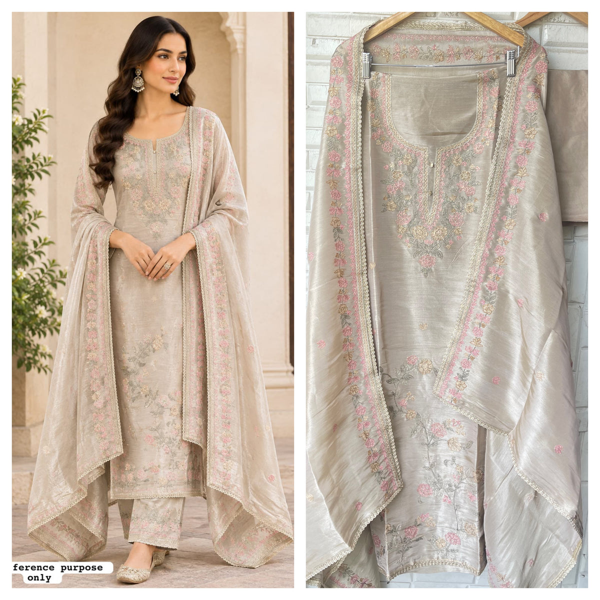 Premium Shimmer Silk Designer 3 pcs Unstitched suit Set