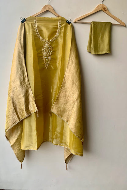 Shimmer silk Printed Unstitched Suit Set