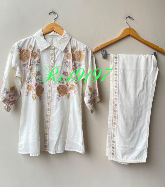 Soft cotton printed stitched ladies coord set Rc19197