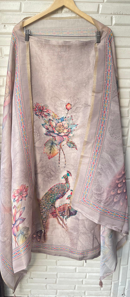 Self linen silk unstitched ladies suit Rc17835 (a)