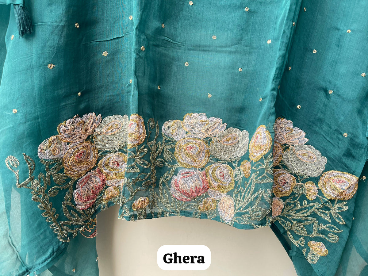Premium Mul Chanderi Designer 3 Pcs Unstitched Suit Set