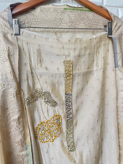 Banarasi shimmer silk unstitched ladies suit Rc17671
