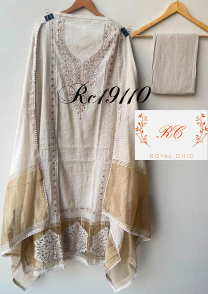 Banarasi mul chanderi ladies unstitched suit Rc19110