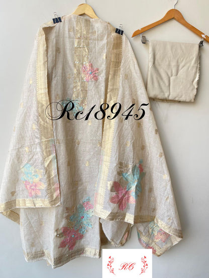 Banarasi weaving mul chanderi unstitched ladies suit Rc18945