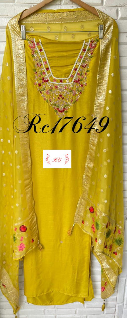 Pure unstitched silk ladies suit Rc17649