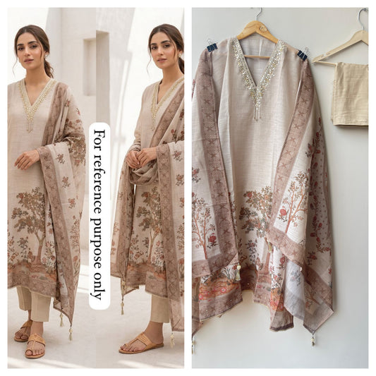 Self shimmer linen unstitched ladies suit Rc18938