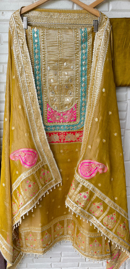 Banarasi shimmer silk unstitched ladies suit Rc17668 (a)