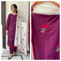 Cotton Unstitched Suit With Resham Embroidery & Mul Cotton Dupatta - RC-18903