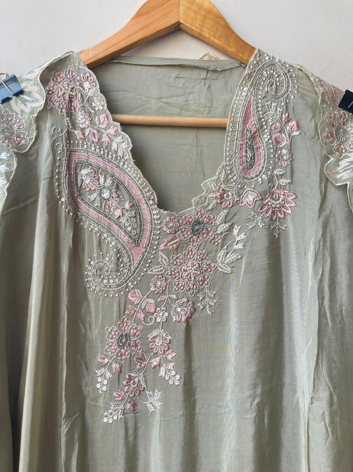 Satin crepe unstitched ladies suit Rc19298 (b)