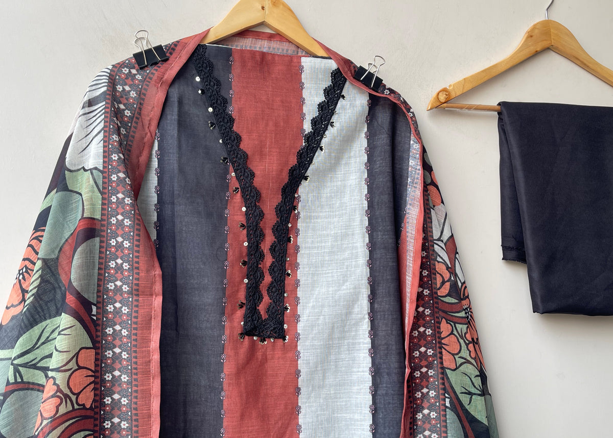 Designer Cotton Linen Printed Unstitched Suit Set
