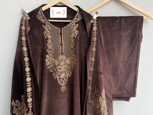 Micra velvet embroidered readymade ladies winter coord set Rc18800