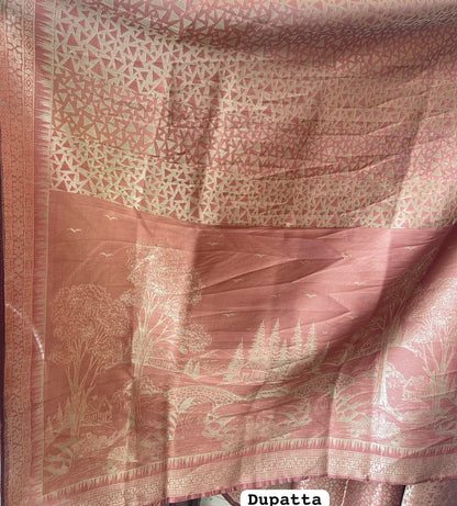 Premium Shimmer Giraffe silk woven Unstitched Designer Suit Set