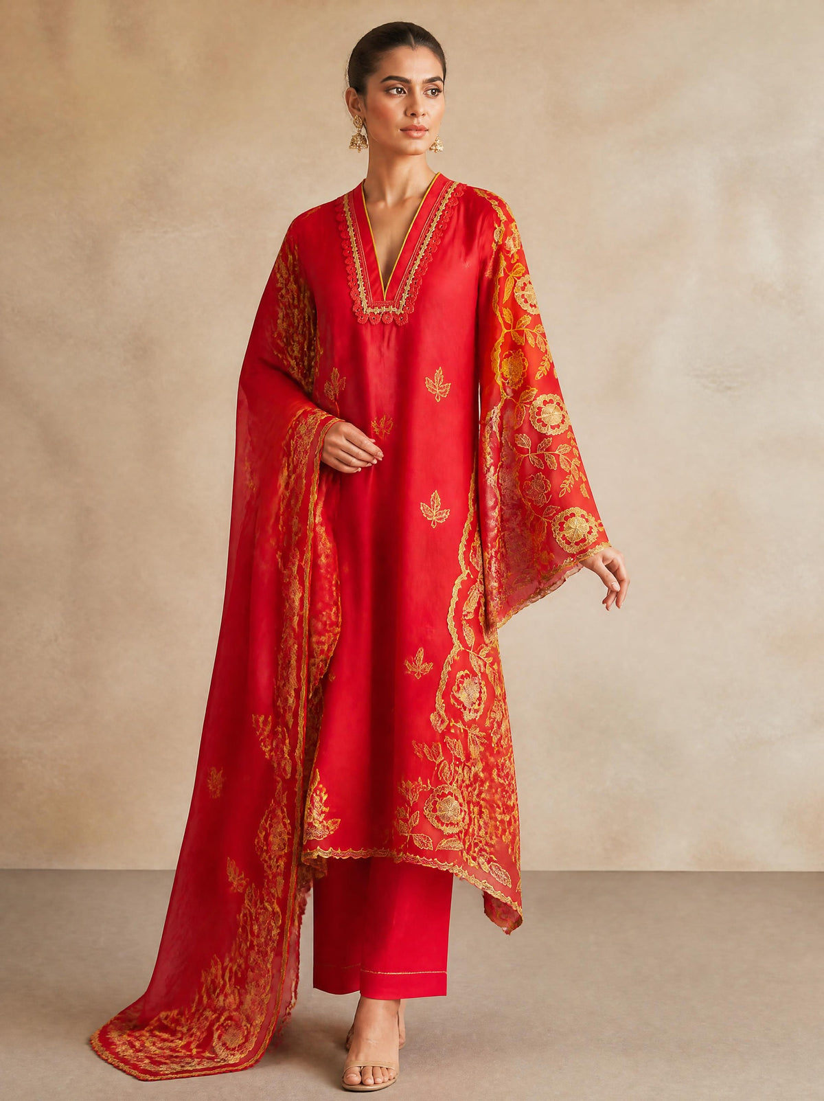 Designer Mul Chanderi 3 Pcs Unstitched Suit Set