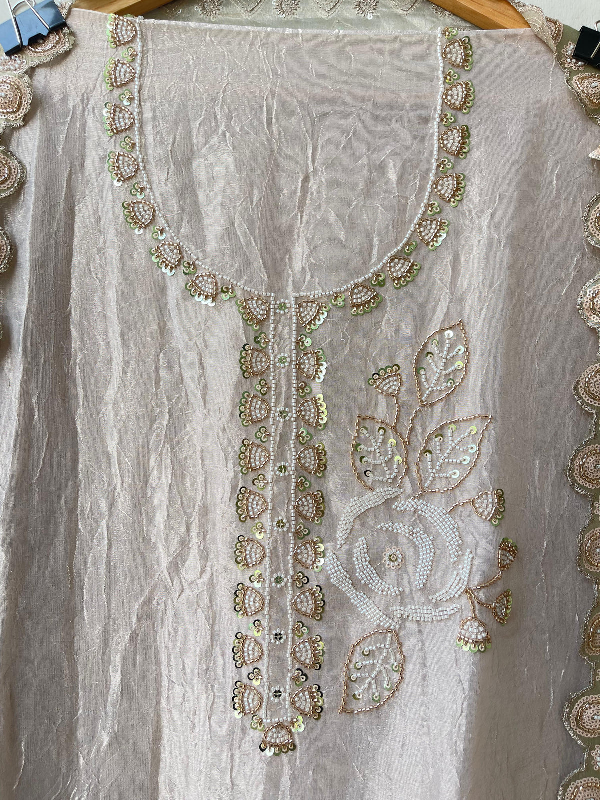 Pure crushed shimmer tissue unstitched ladies suit