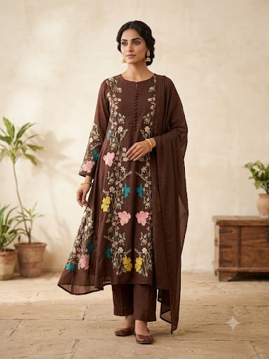 Mul chanderi cotton printed unstitched ladies suit Rc19329 (b)