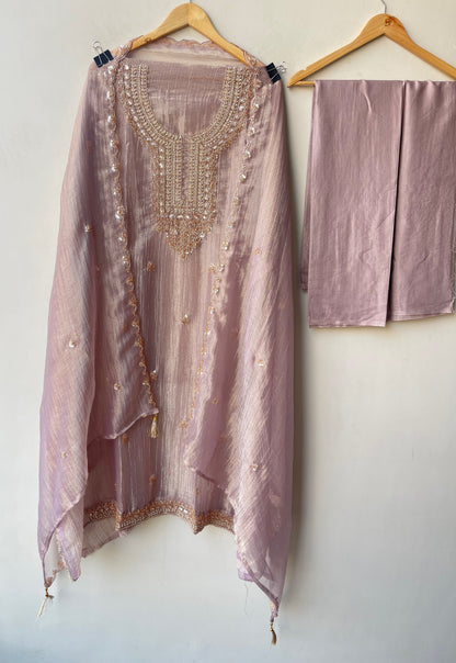 Exquisite Crushed Shimmer Tissue Designer 3 Pcs Suit Set
