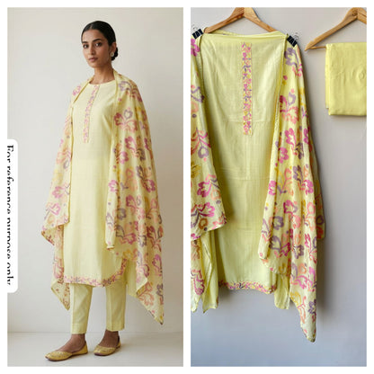 Mul Chanderi Unstitched Ladies Suit RC18847