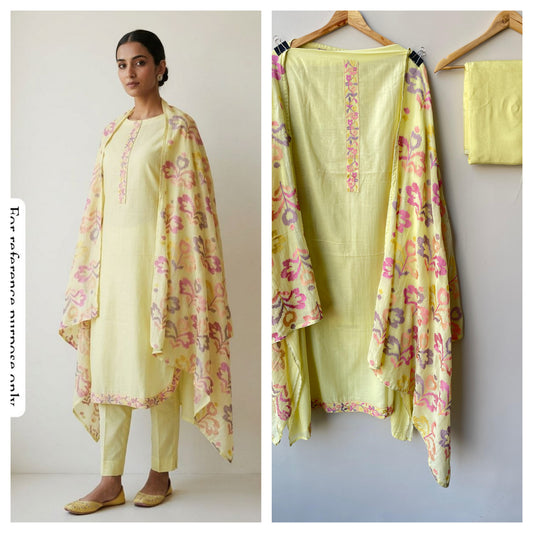 Mul Chanderi Unstitched Ladies Suit RC-18847