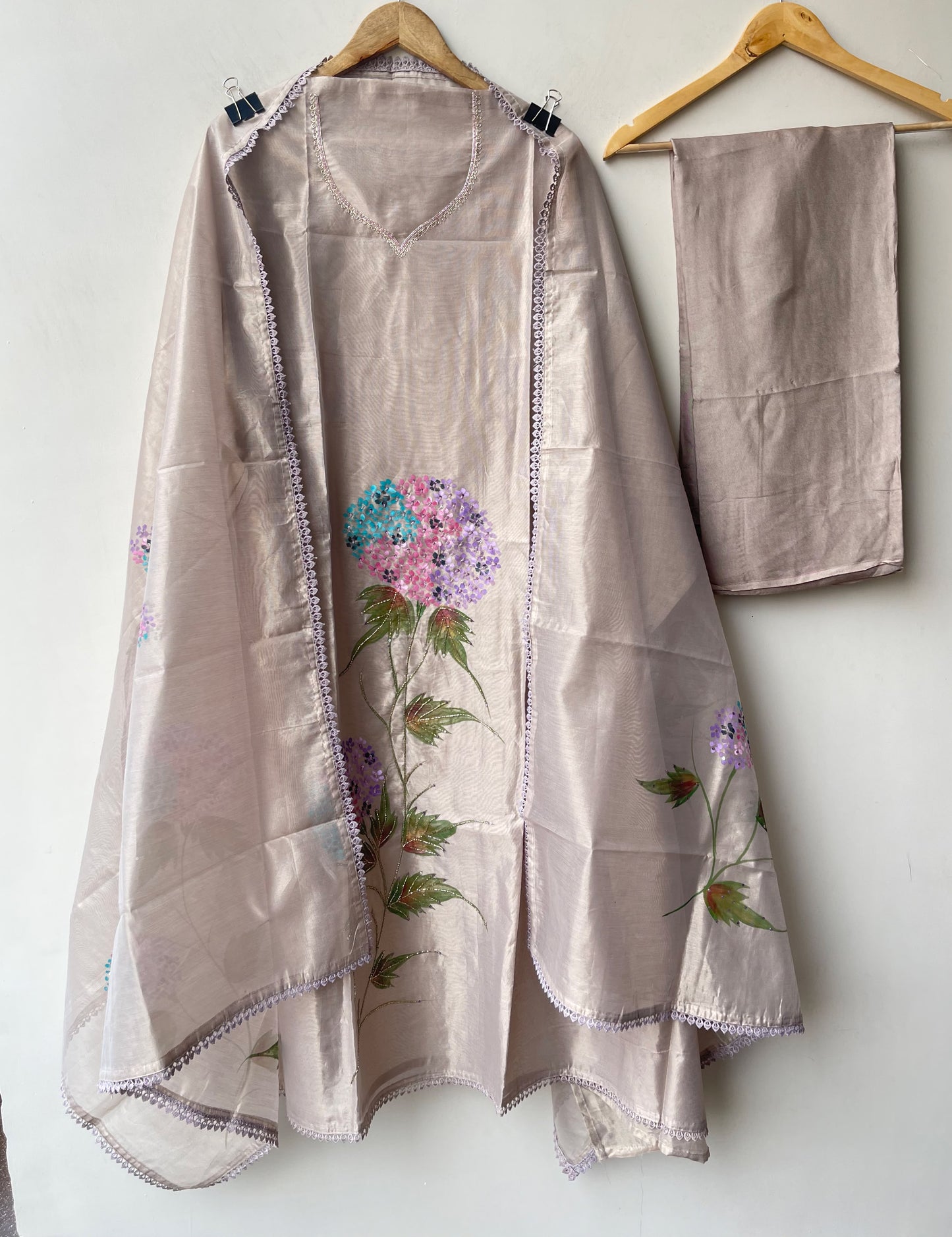 Shimmer Silk Brush Painted Elegant Unstitched Suit Set
