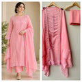 Organza Tuile Embroidered Elegant Unstitched Suit Set