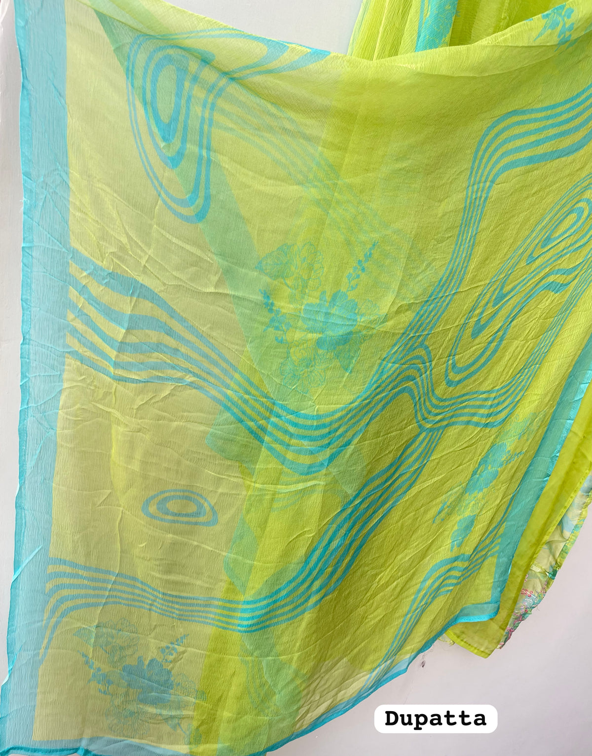 Printed Organza Tuile Unstitched Dress Material